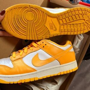 Nike Orange and White low dunk sneakers
